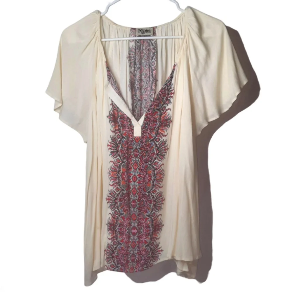 SMYMumu Oversized Cream Paisley Print Avalon Swing Top M 6 8 - Picture 9 of 9
